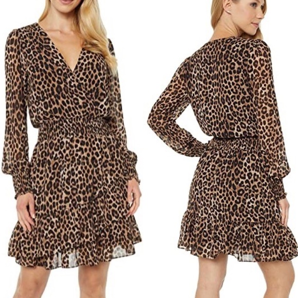 Michael Kors Dresses & Skirts - Michael Kors Leopard Cheetah Wrap Ruffle Dress